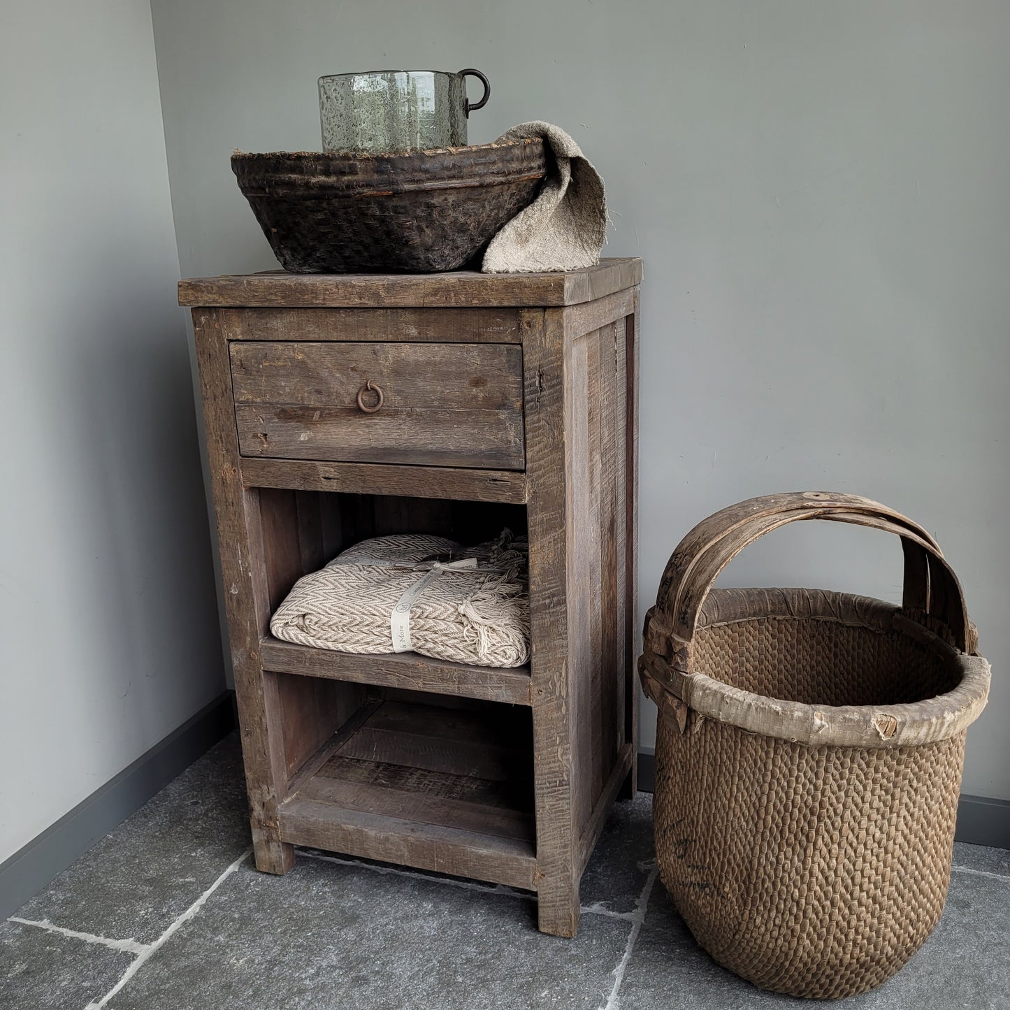Sidetable dressoir oud hout driftwood 1 lade Kota
