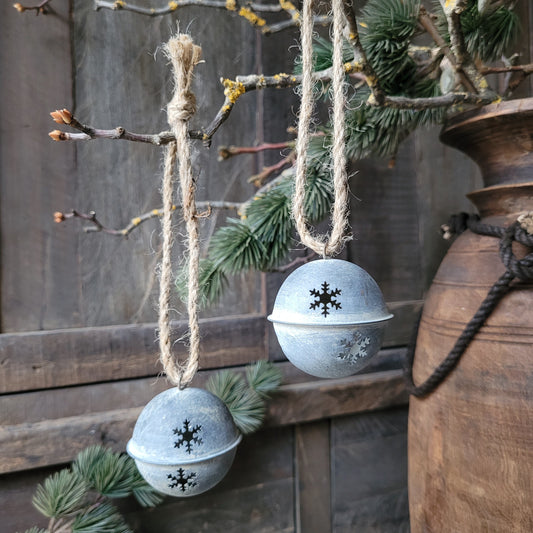 Kerstbal sneeuwvlok aan touw zink S