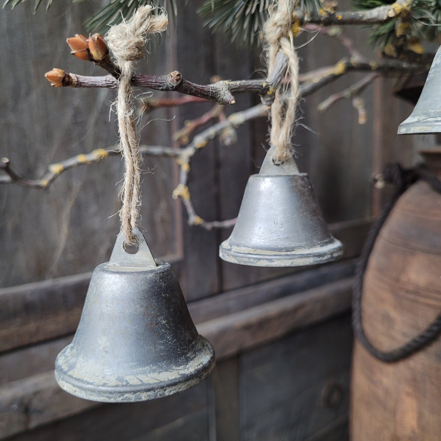 Kerstklok zink aan touw S