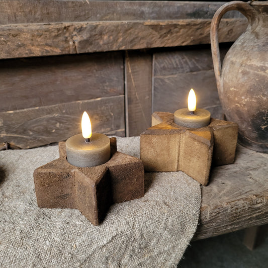 Houten theelichthouder ster M