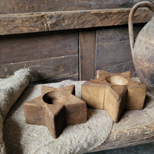 Houten theelichthouder ster M