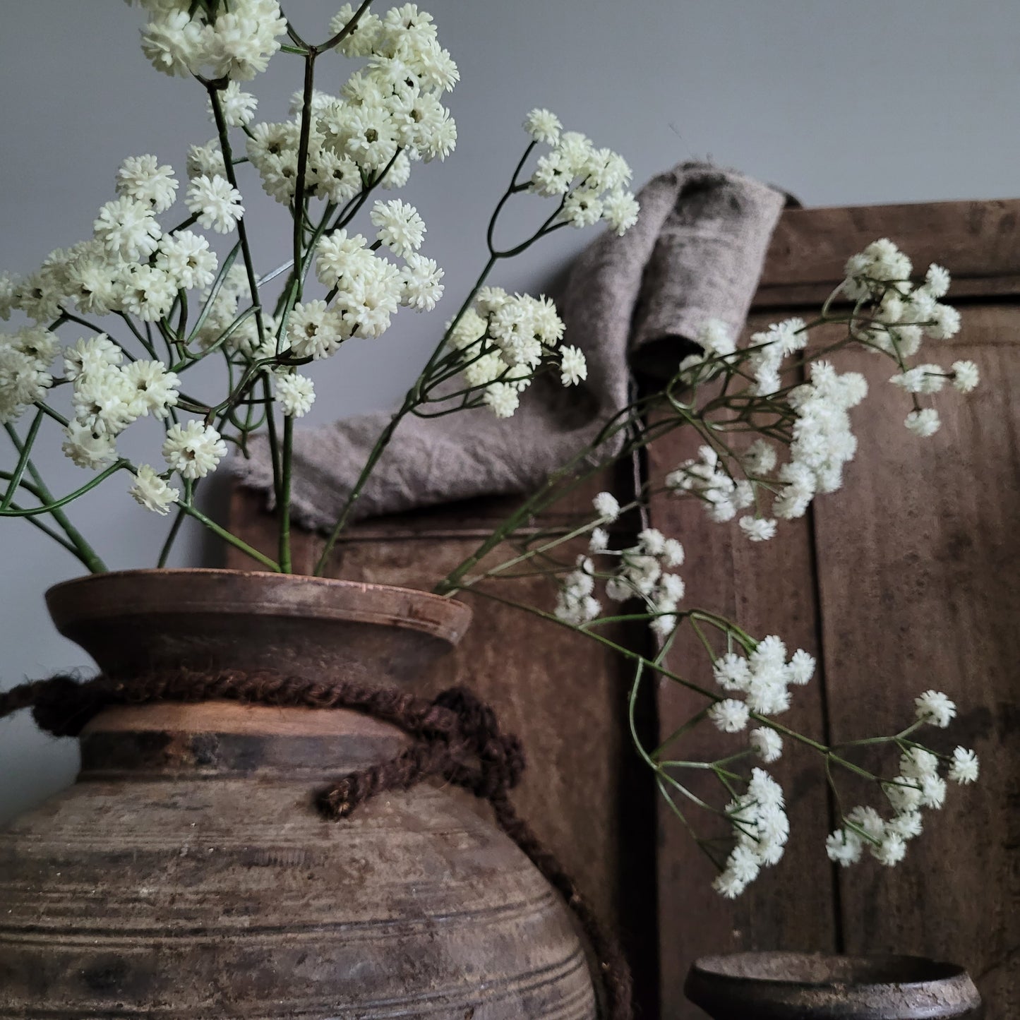 Kunsttak gipskruid bloem wit 60cm