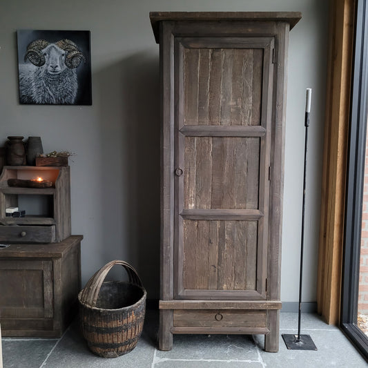 Eendeurs kast met lade oud hout driftwood