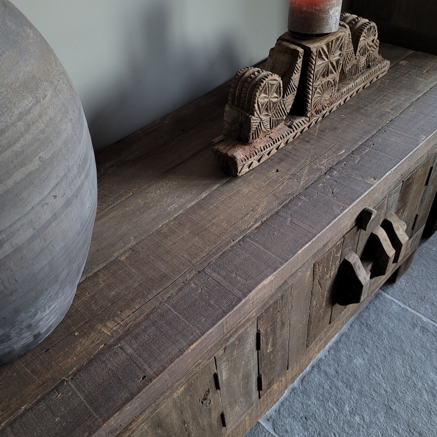 Tv meubel | dressoir oud hout driftwood schuifslot