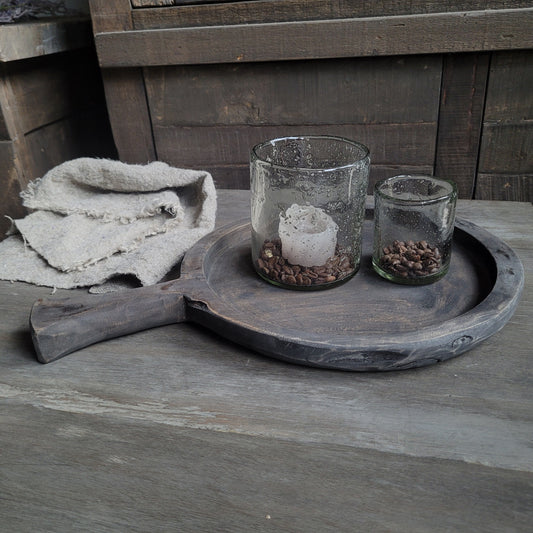 Houten serveerplank | chopping board | plank rond met handvat 30cm