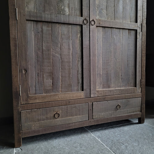 Kast oud hout driftwood 2-deurs/lades 160cm