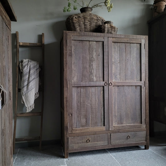 Kast oud hout driftwood 2-deurs/lades 160cm