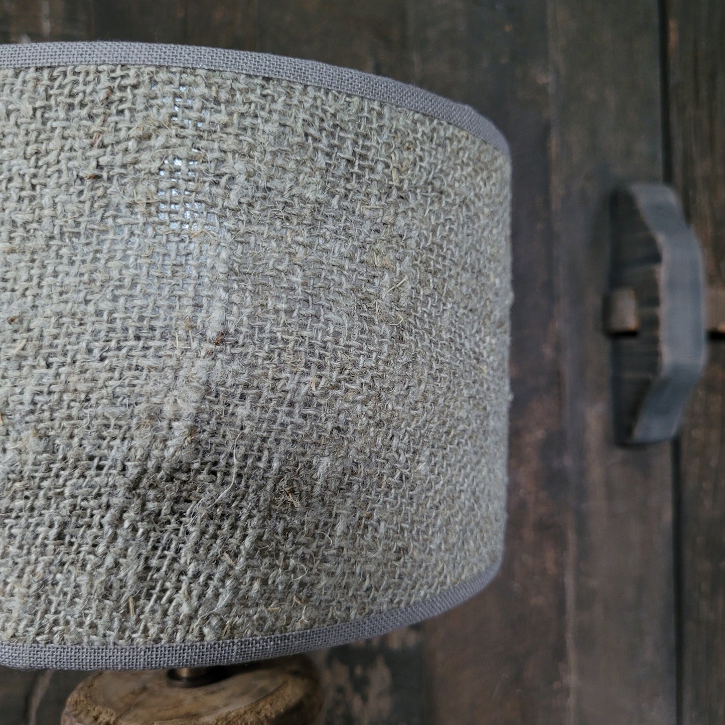 Houten baluster tafellamp M incl. shabby kap