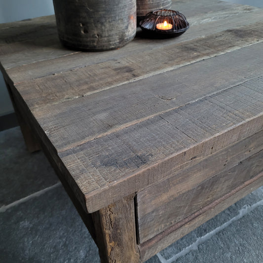 Salontafel driftwood vierkant met lade