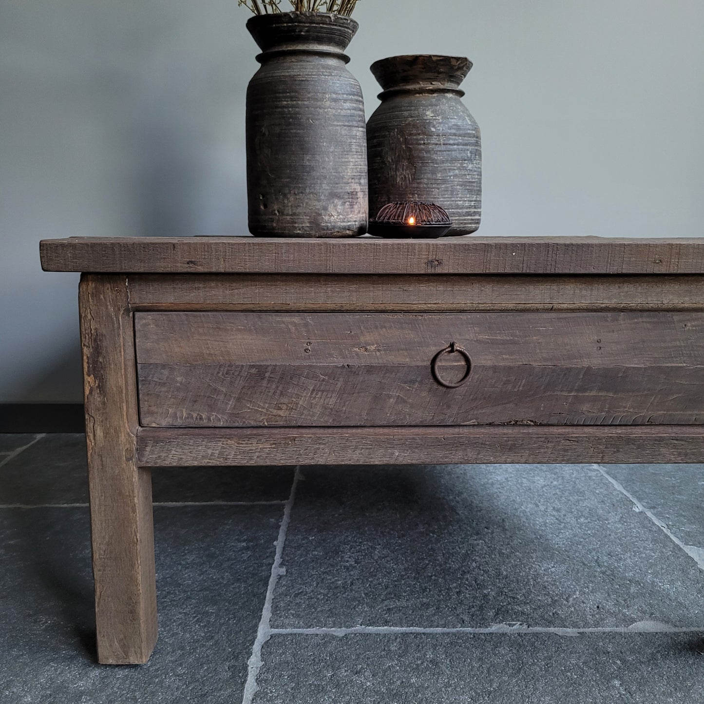 Salontafel driftwood vierkant met lade
