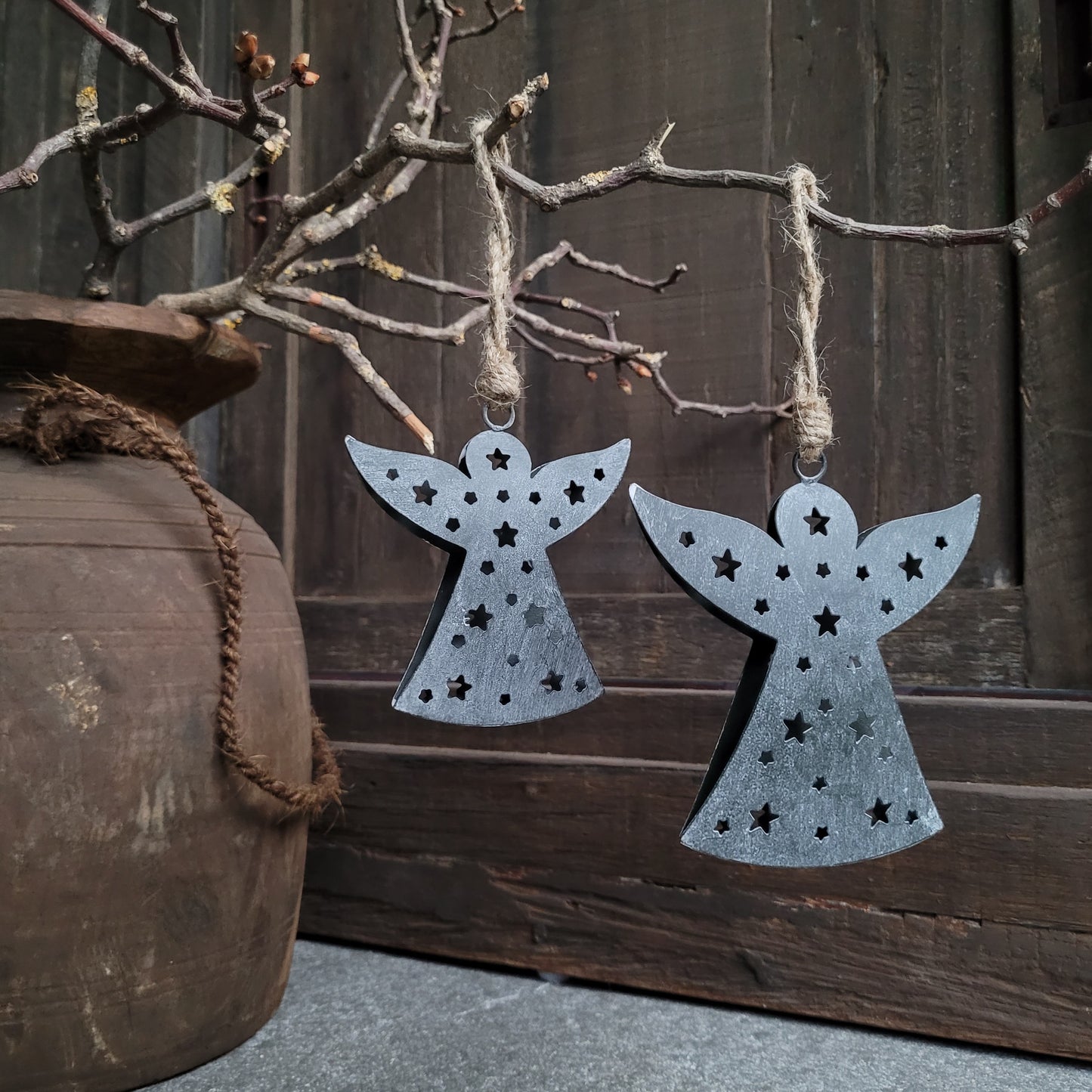 Kerst engel aan touw zink S