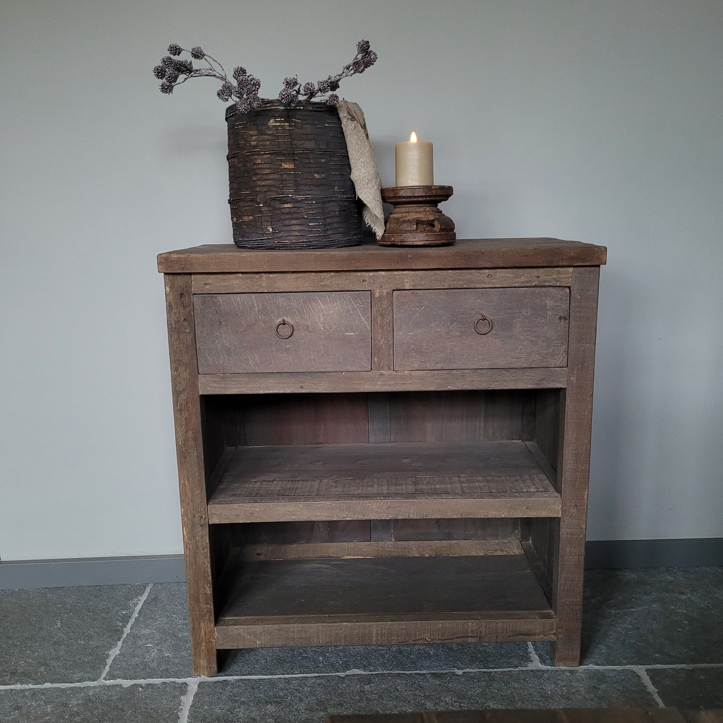 Dressoir oud hout driftwood 2 lades Kota