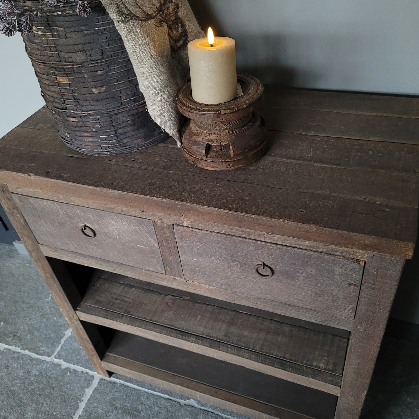 Dressoir oud hout driftwood 2 lades Kota