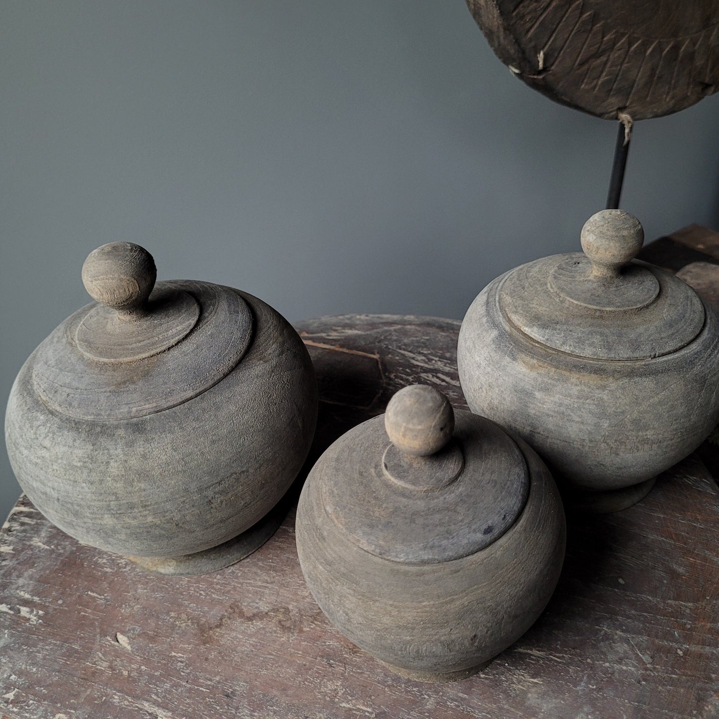 Houten pot met deksel L