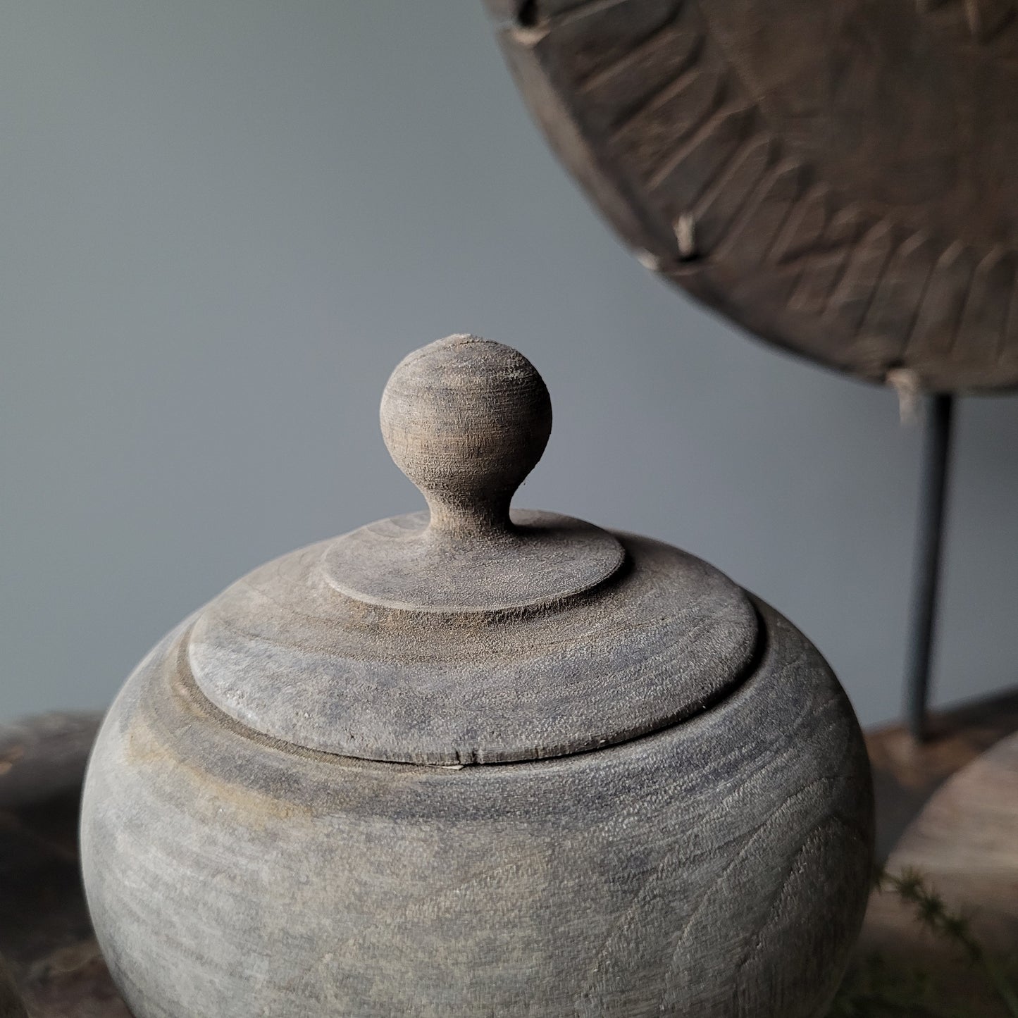 Houten pot met deksel L