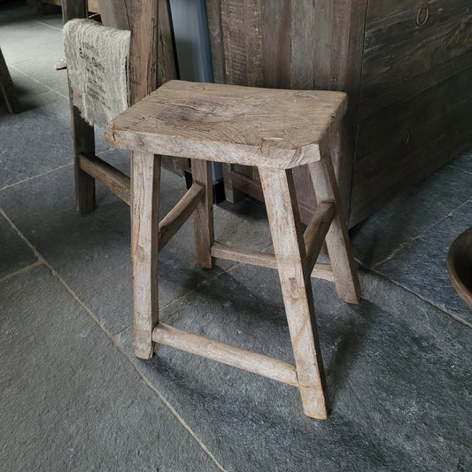 Uniek oud houten Chinese kruk | bankje nr. 6