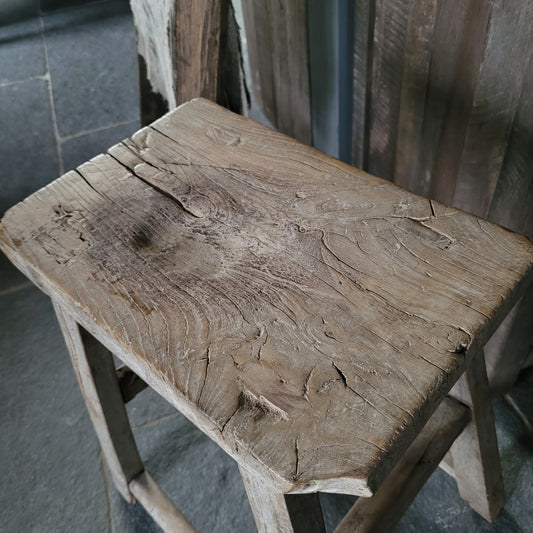 Uniek oud houten Chinese kruk | bankje nr. 6