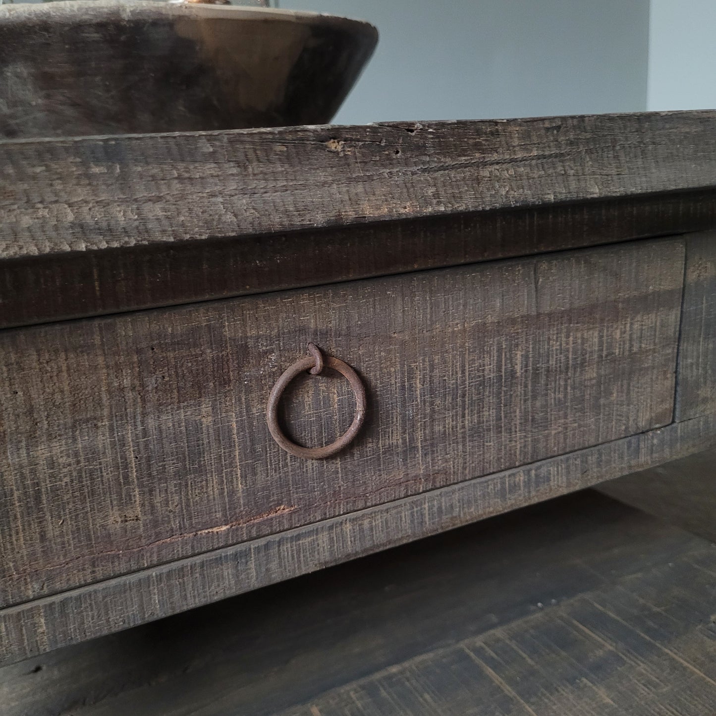 Salontafel driftwood vierkant met onderblad | 1 lade