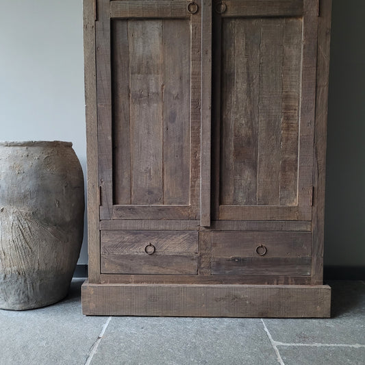 Kast driftwood oud hout 2-deurs/lades