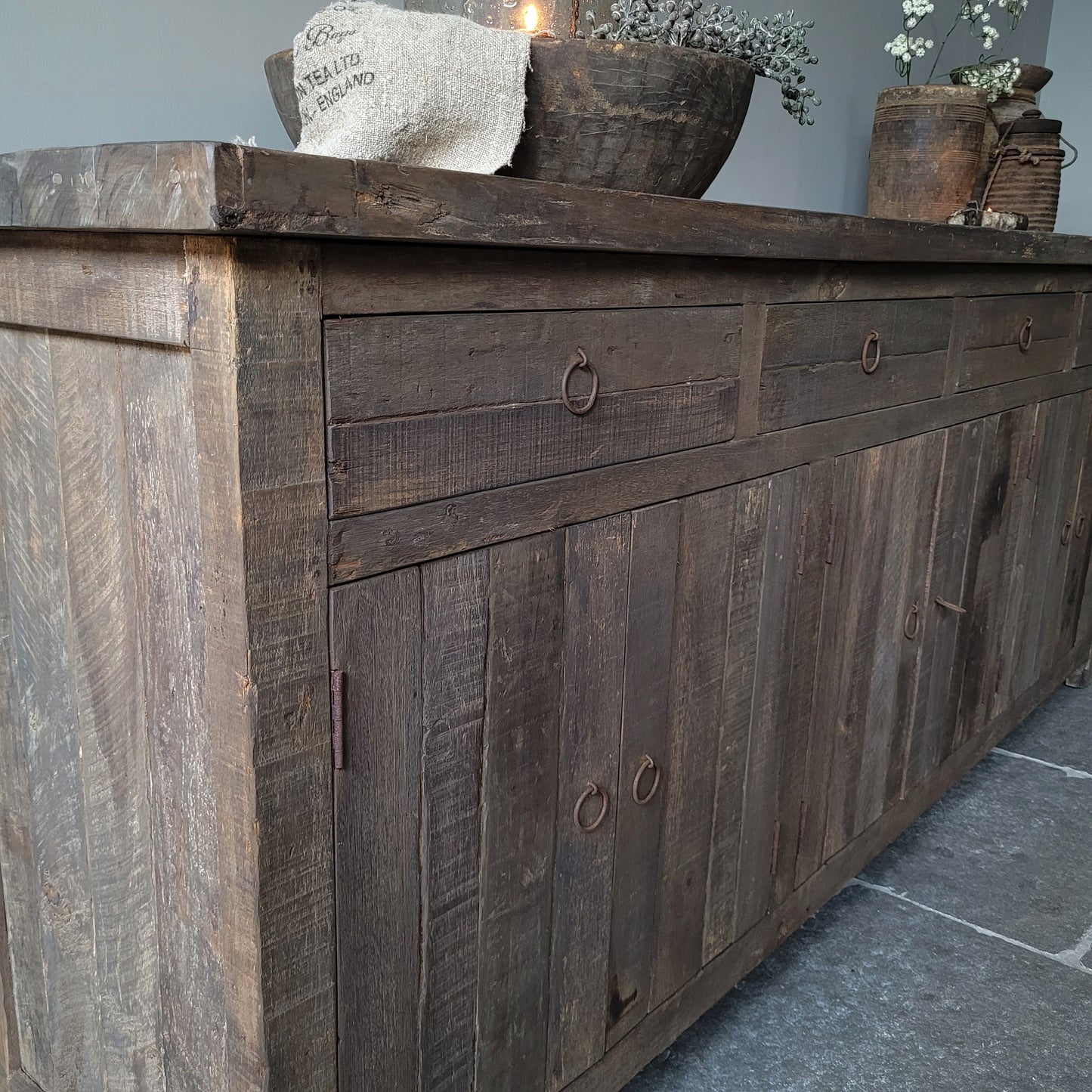 Dressoir | tv meubel oud hout driftwood 220cm