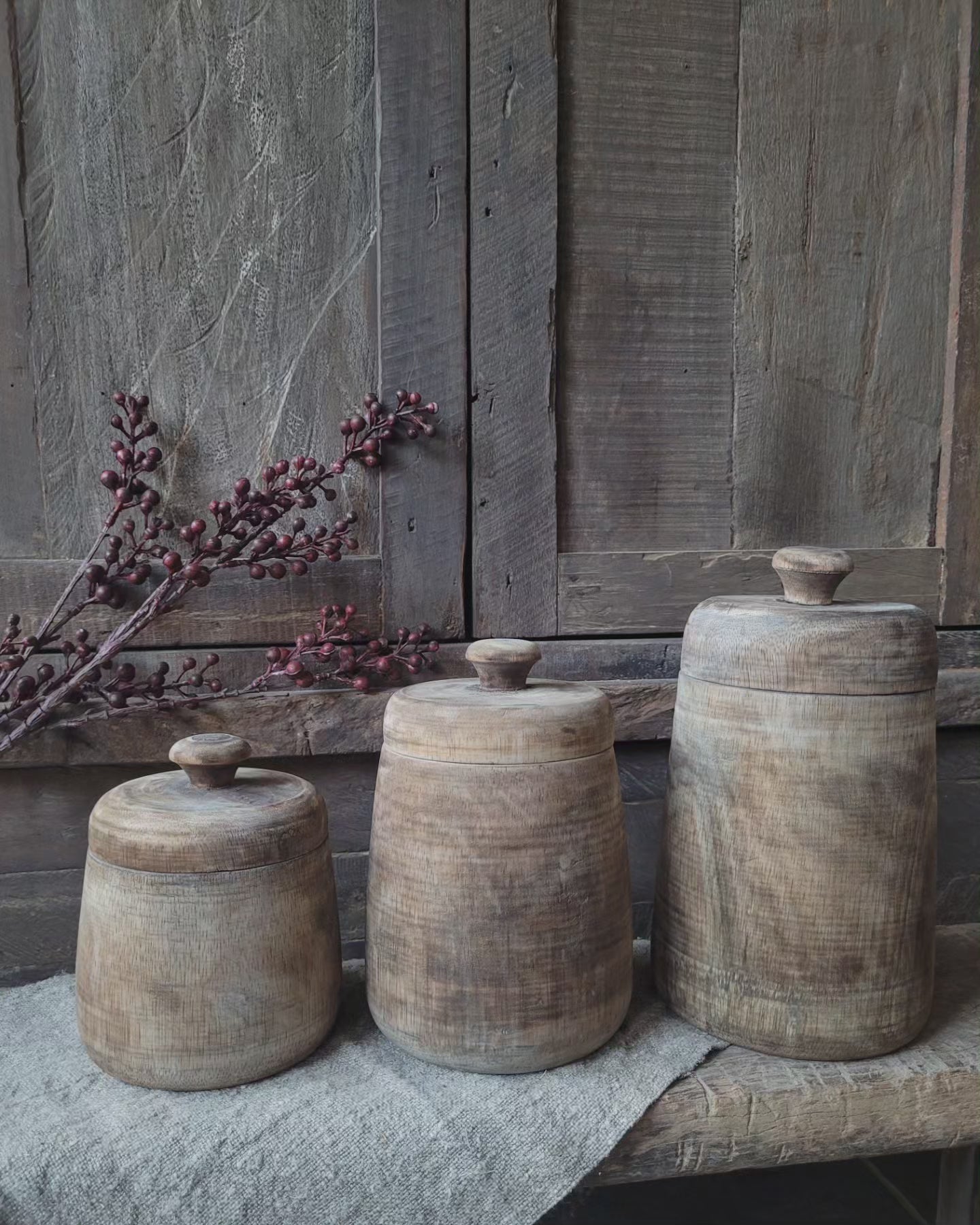 Houten pot met deksel L.