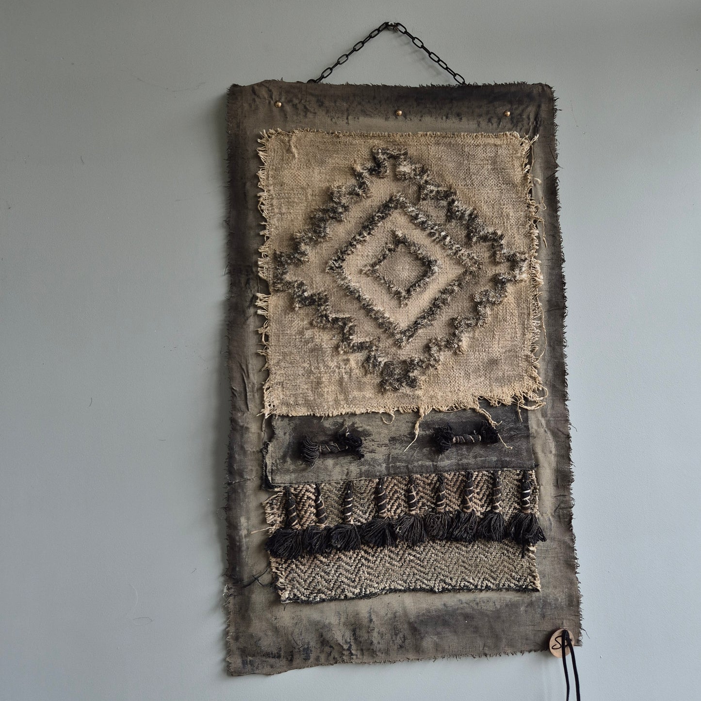 Uniek handgemaakt wanddoek kelim San7