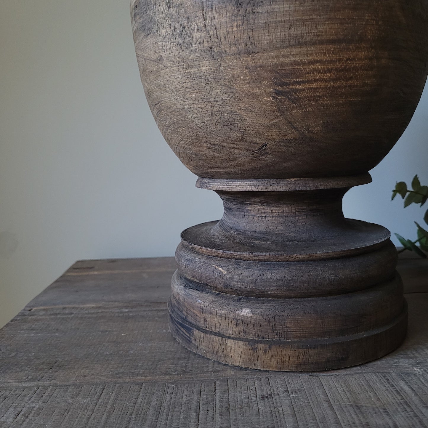 Houten baluster tafellamp incl. shabby kap