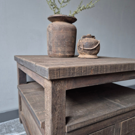 Salontafel driftwood vierkant | 2 lades