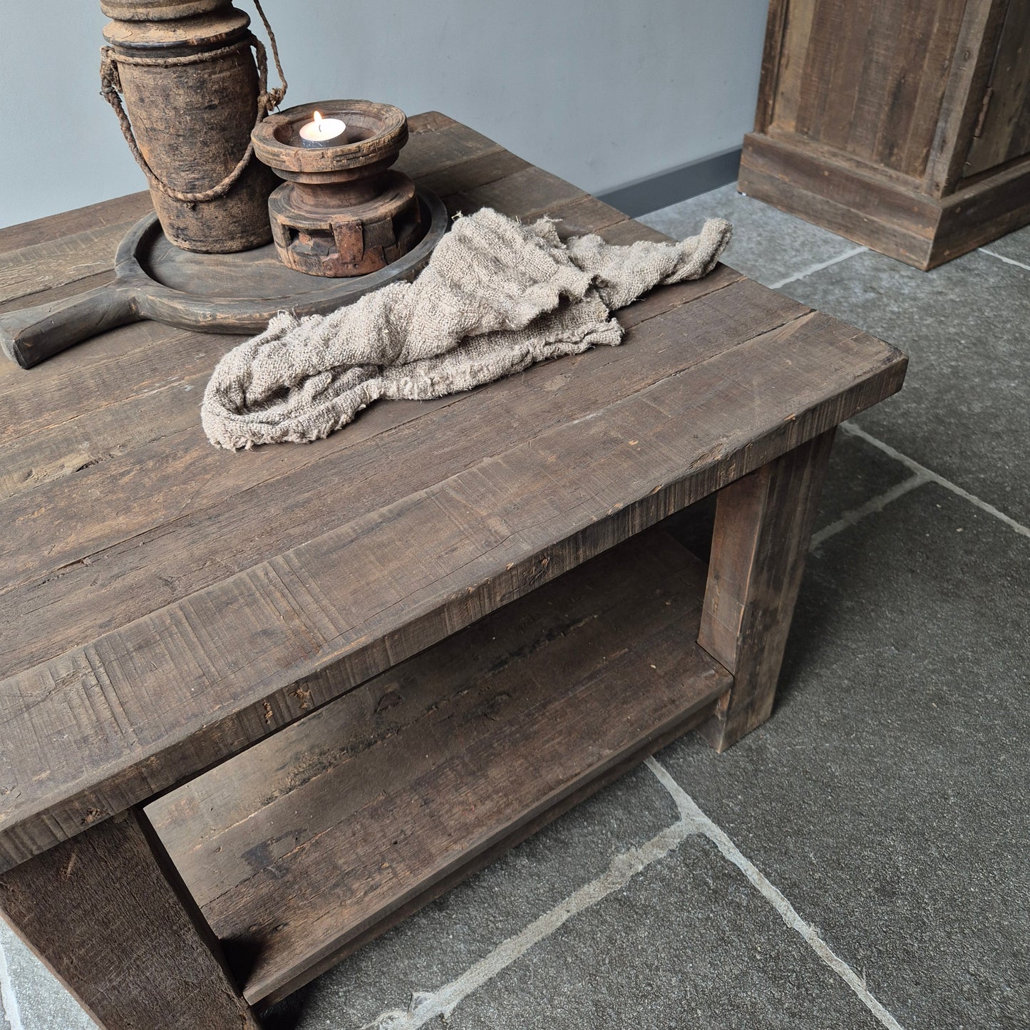 Salontafel driftwood vierkant met onderblad
