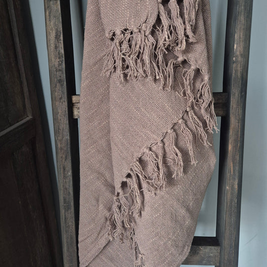 Plaid miem franje 130x160cm taupe