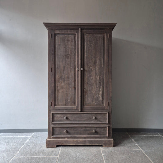 Landelijke kledingkast 2-deurs | 2 lades | Driftwood