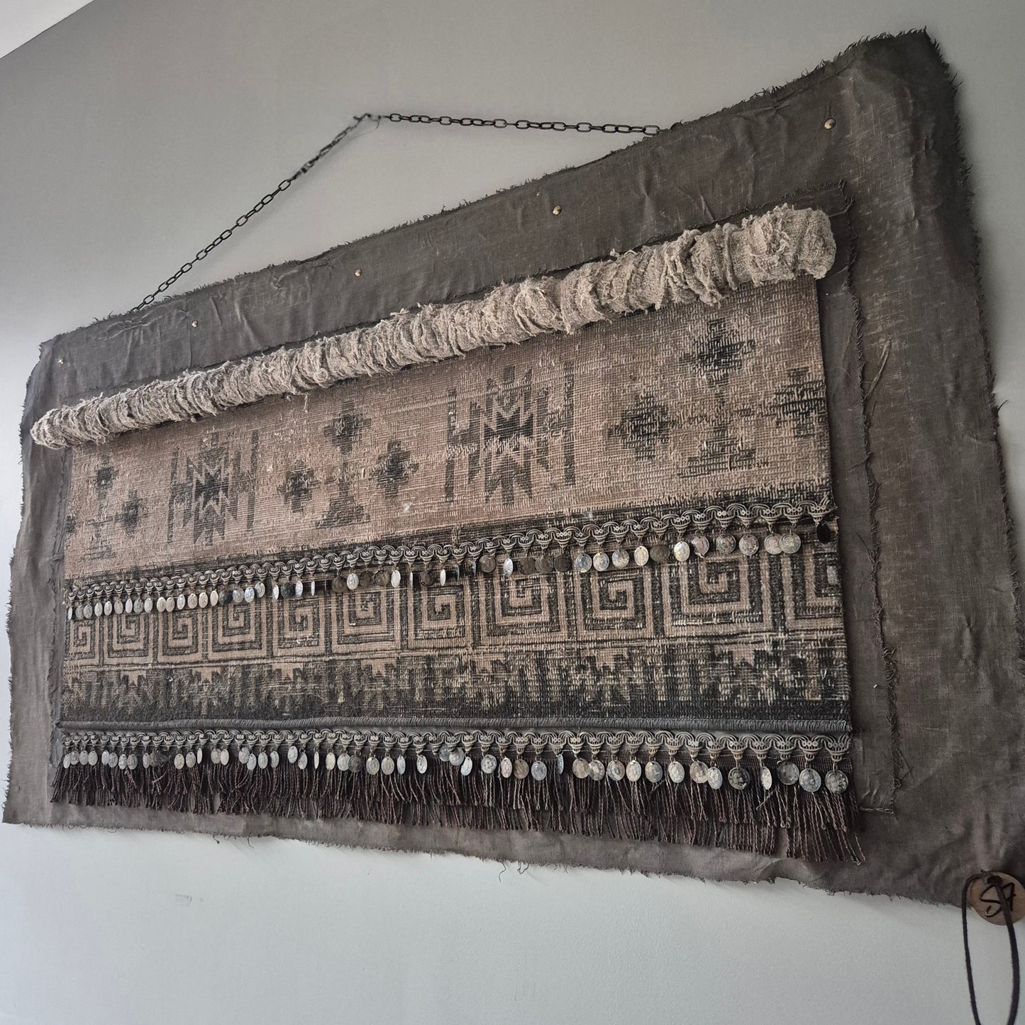 Uniek handgemaakt wanddoek kelim XL San7