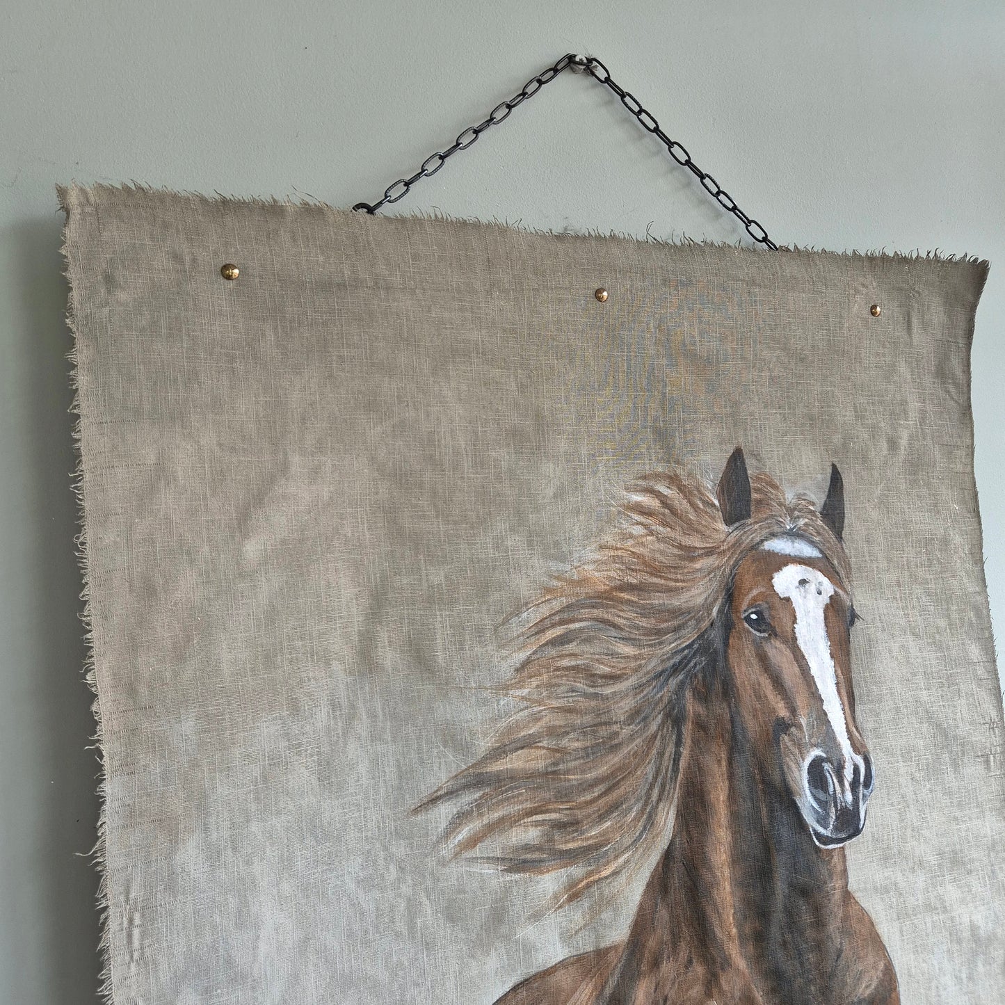 Uniek handgemaakt kalkdoek paard San7
