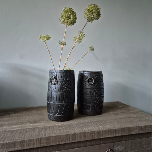 Houten kruik met ringen Luksa