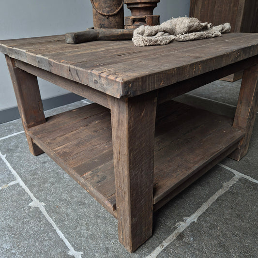 Salontafel driftwood vierkant met onderblad