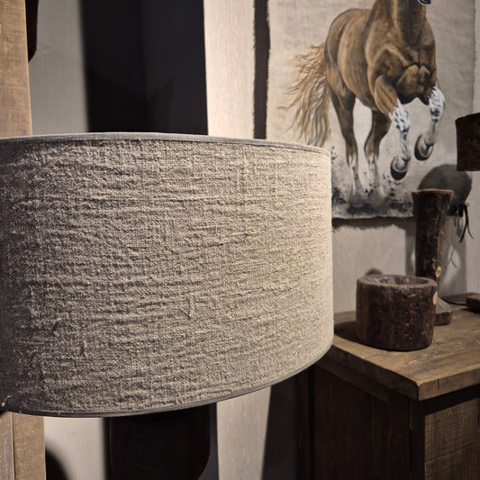 Houten baluster vloerlamp incl. shabby kap