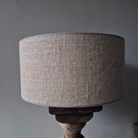 Houten baluster vloerlamp incl. shabby kap