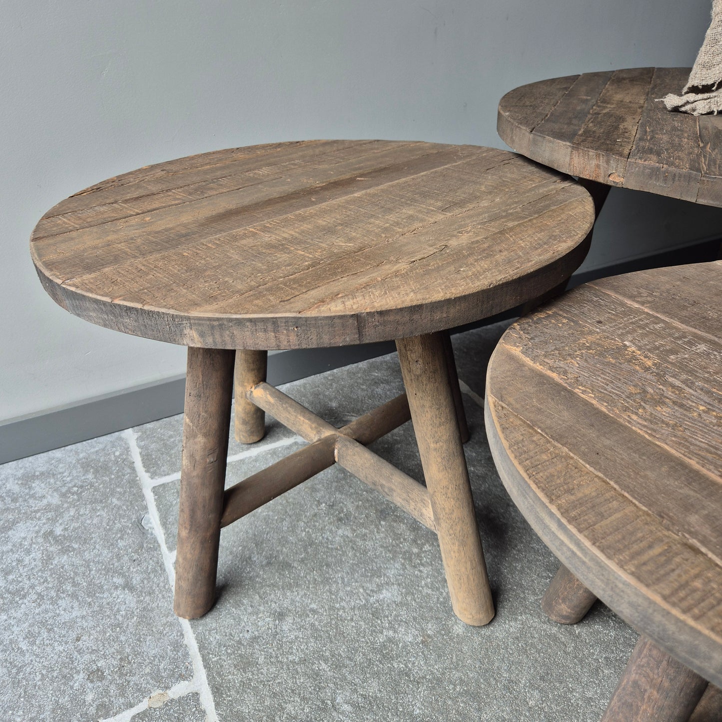 Salontafel oud hout driftwood set van 3