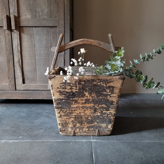 Uniek oud houten Chinese rijstbak met handvat nr. 2