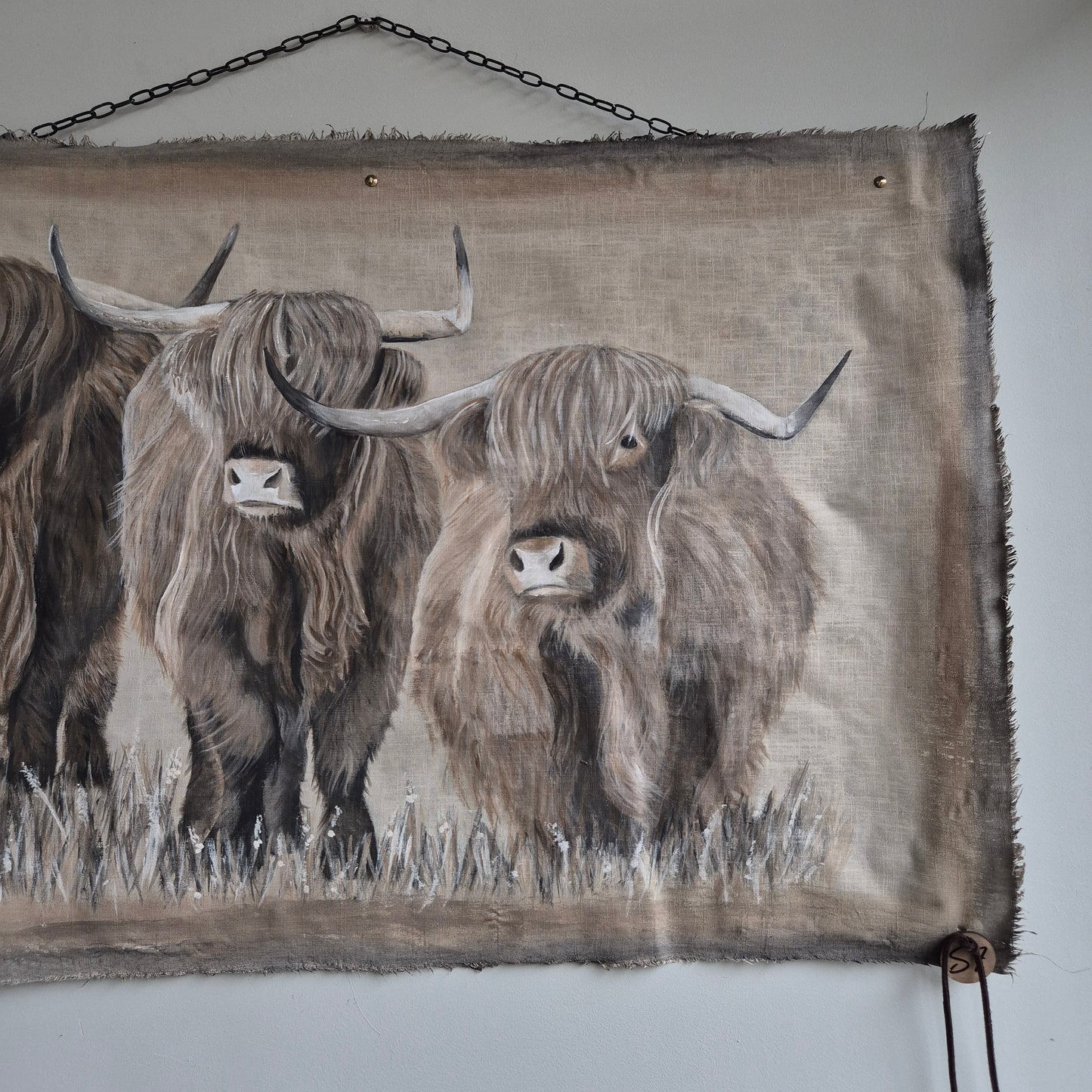 Uniek handgeschilderd doek hooglanders San7