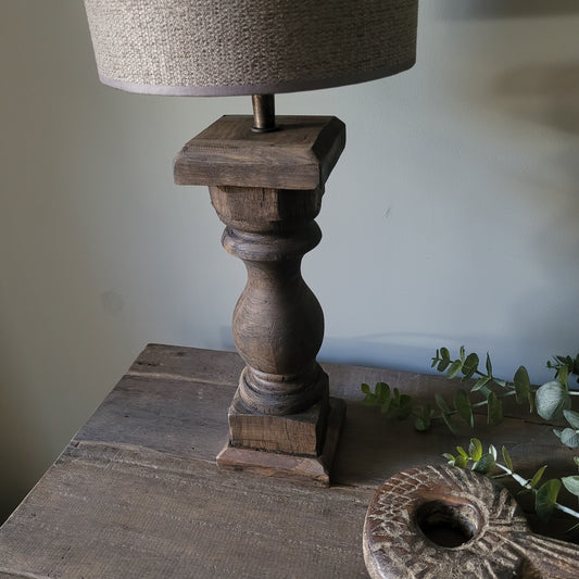Houten baluster tafellamp incl. kap S