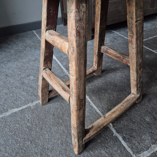 Uniek oud houten Chinese kruk | bankje nr. 11