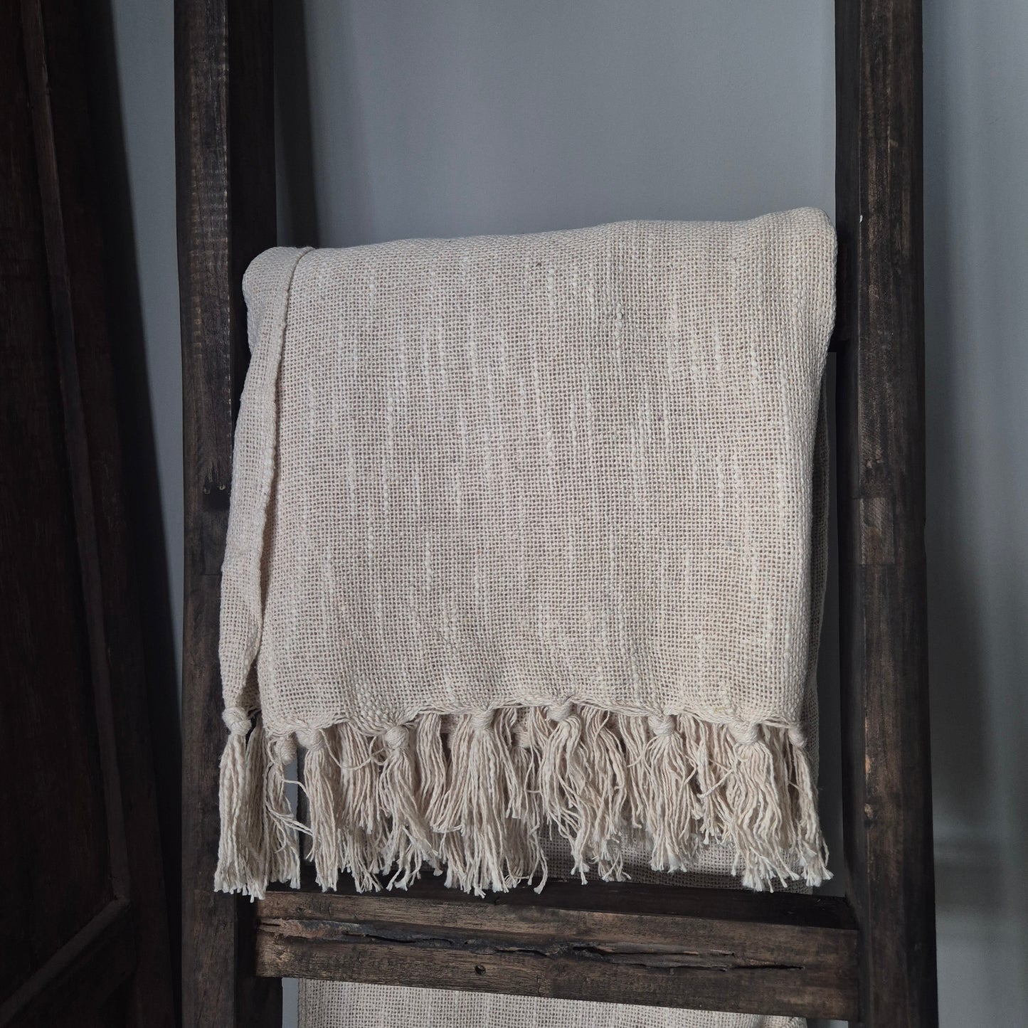 Plaid cosy franje 130x160cm crème