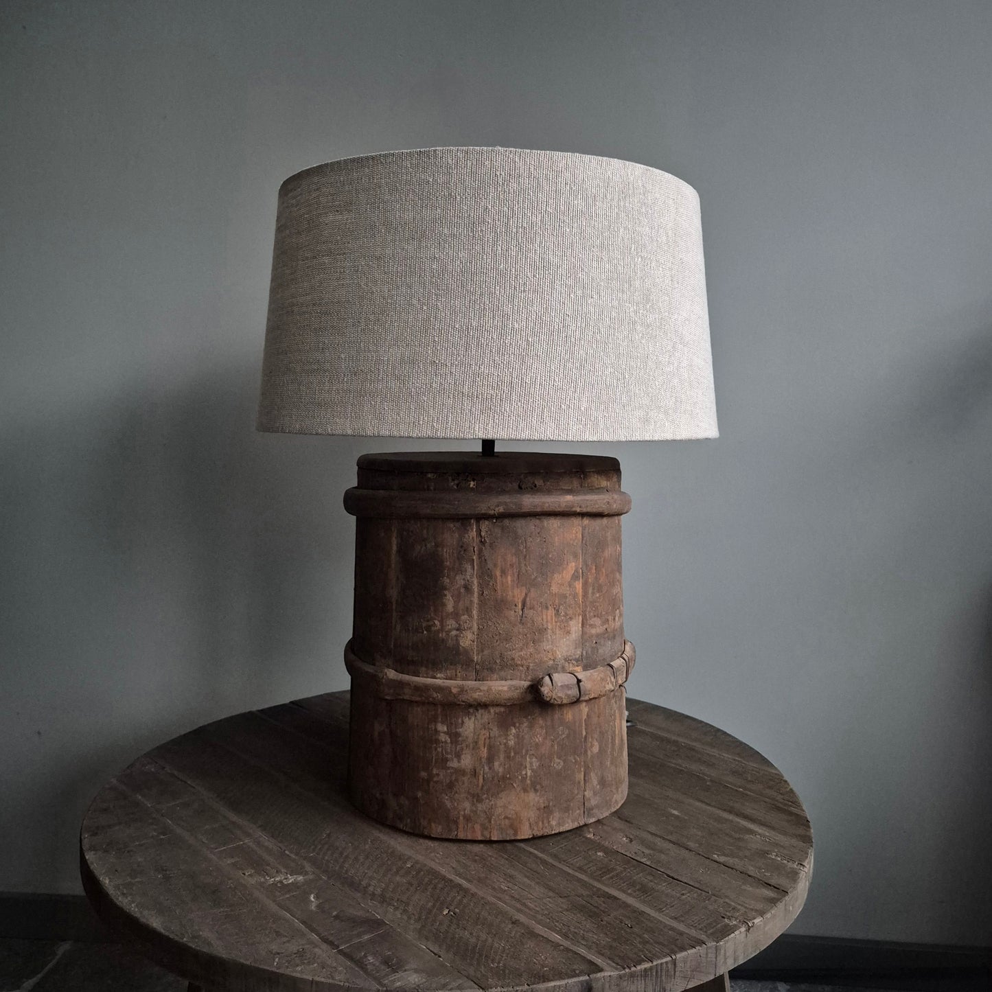 Houten kruiklamp uniek | incl. lampenkap