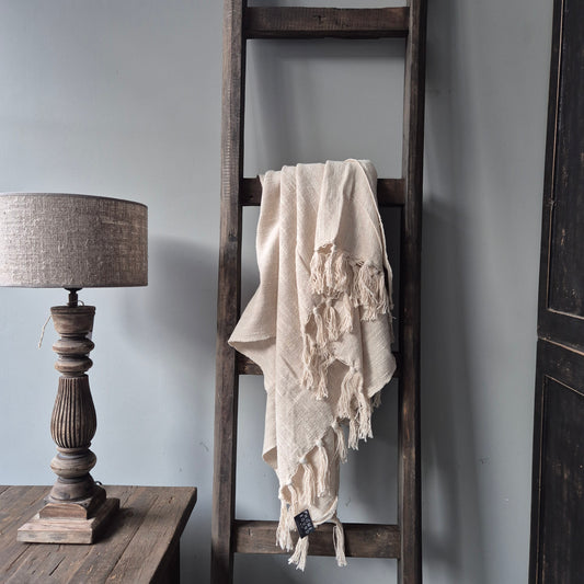 Plaid cosy franje 130x160cm crème