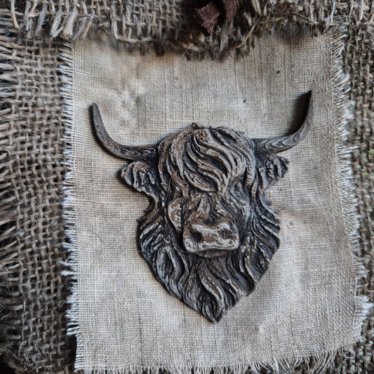 Handgemaakt jute hooglander hanger San7 kerst