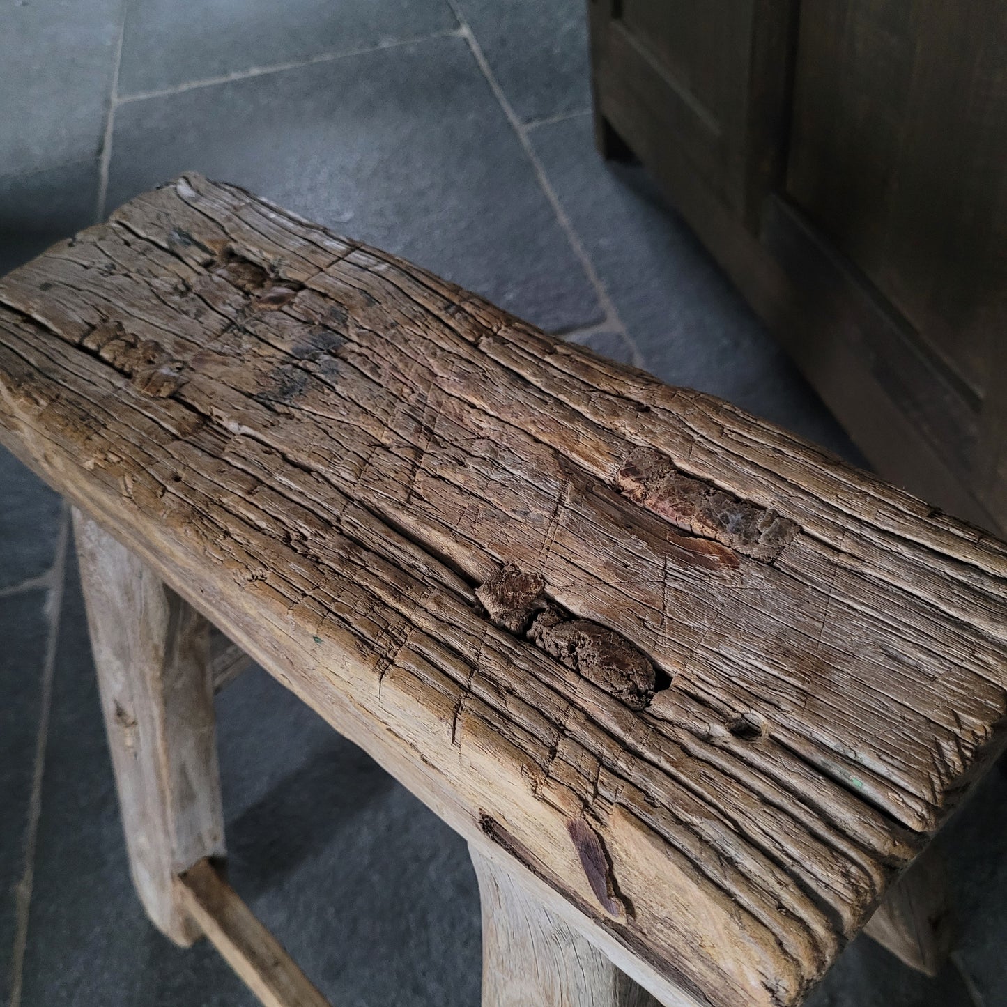 Uniek oud houten Chinese kruk | bankje