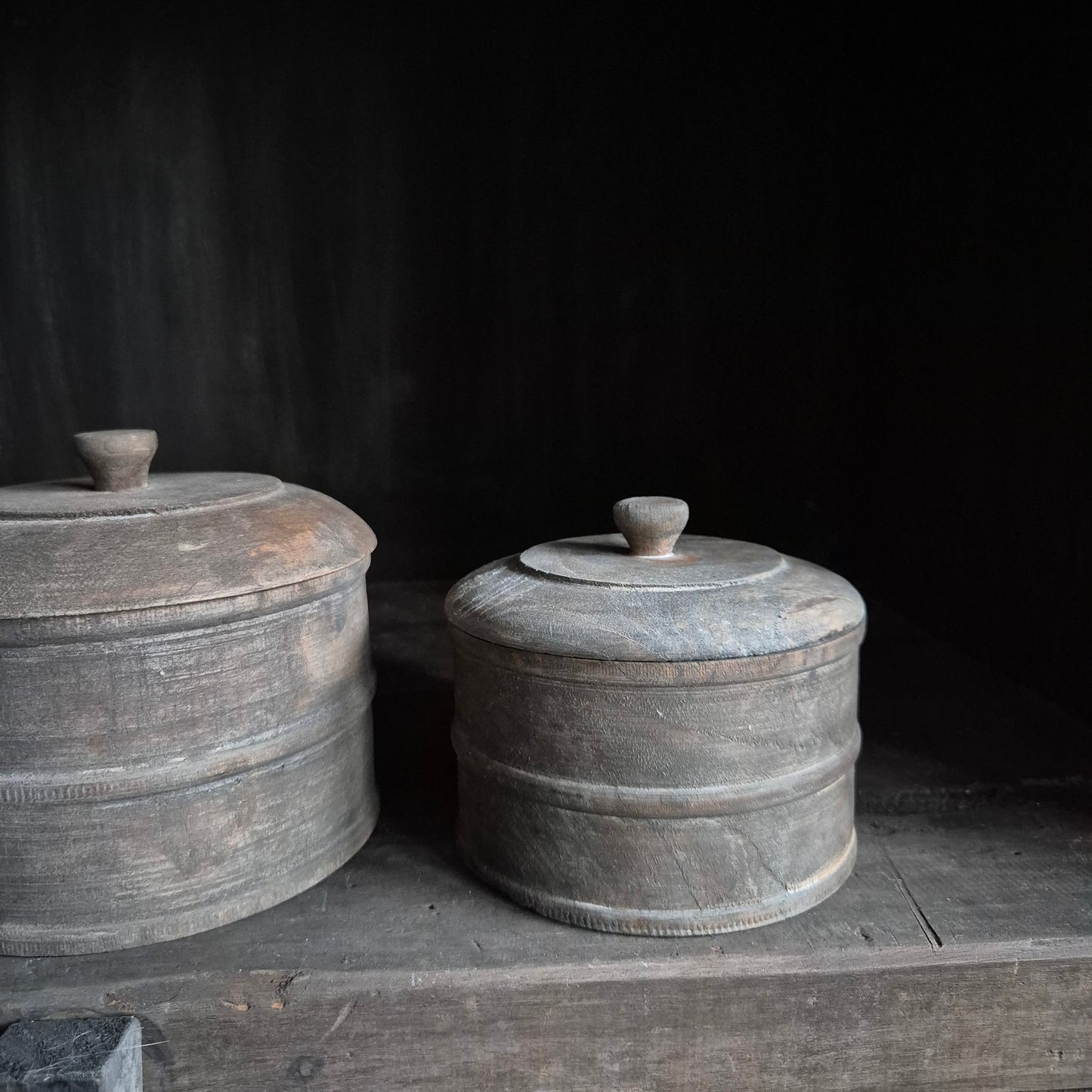 Houten pot met deksel L