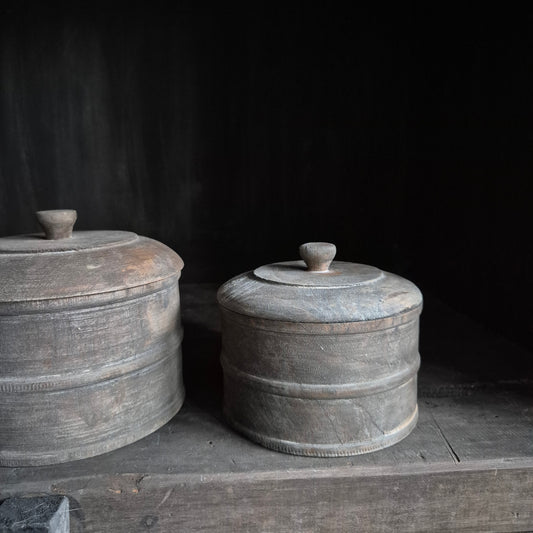 Houten pot met deksel L