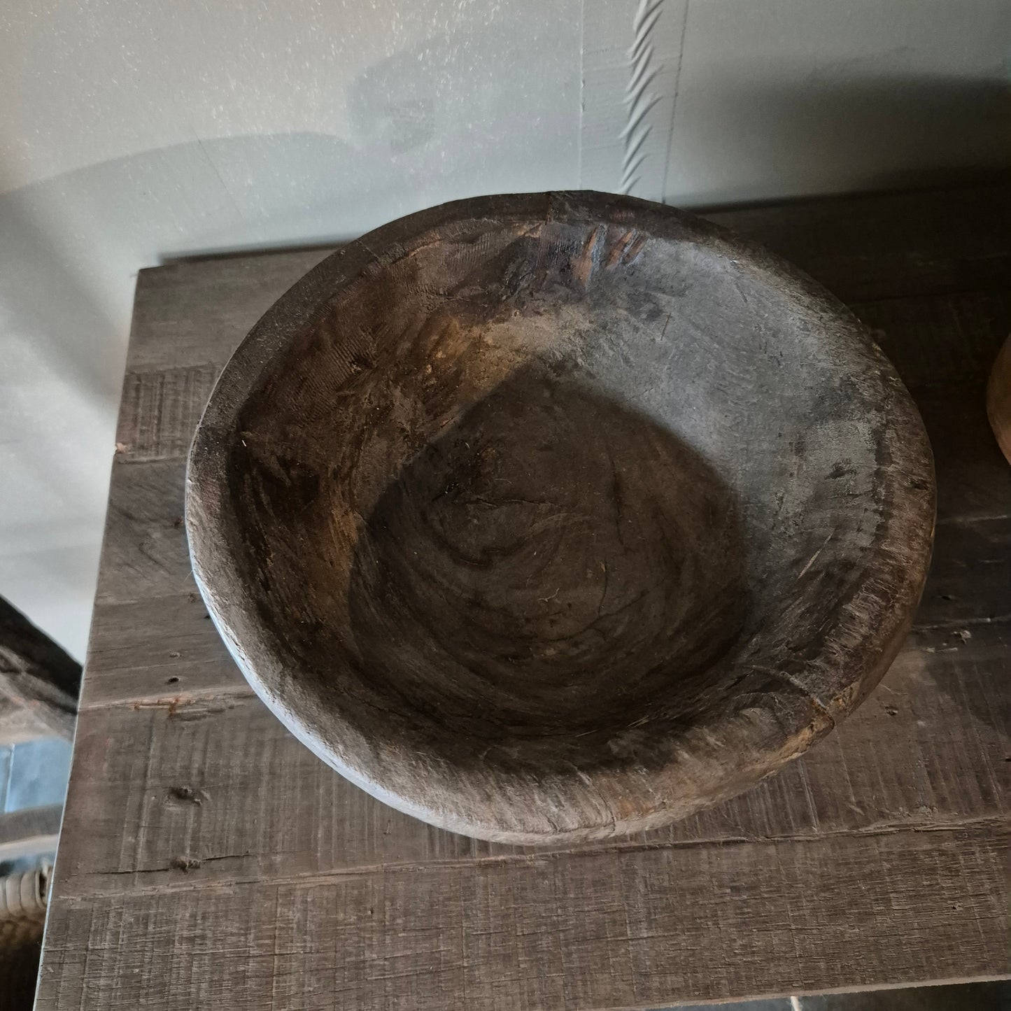 Uniek oud houten vijzel